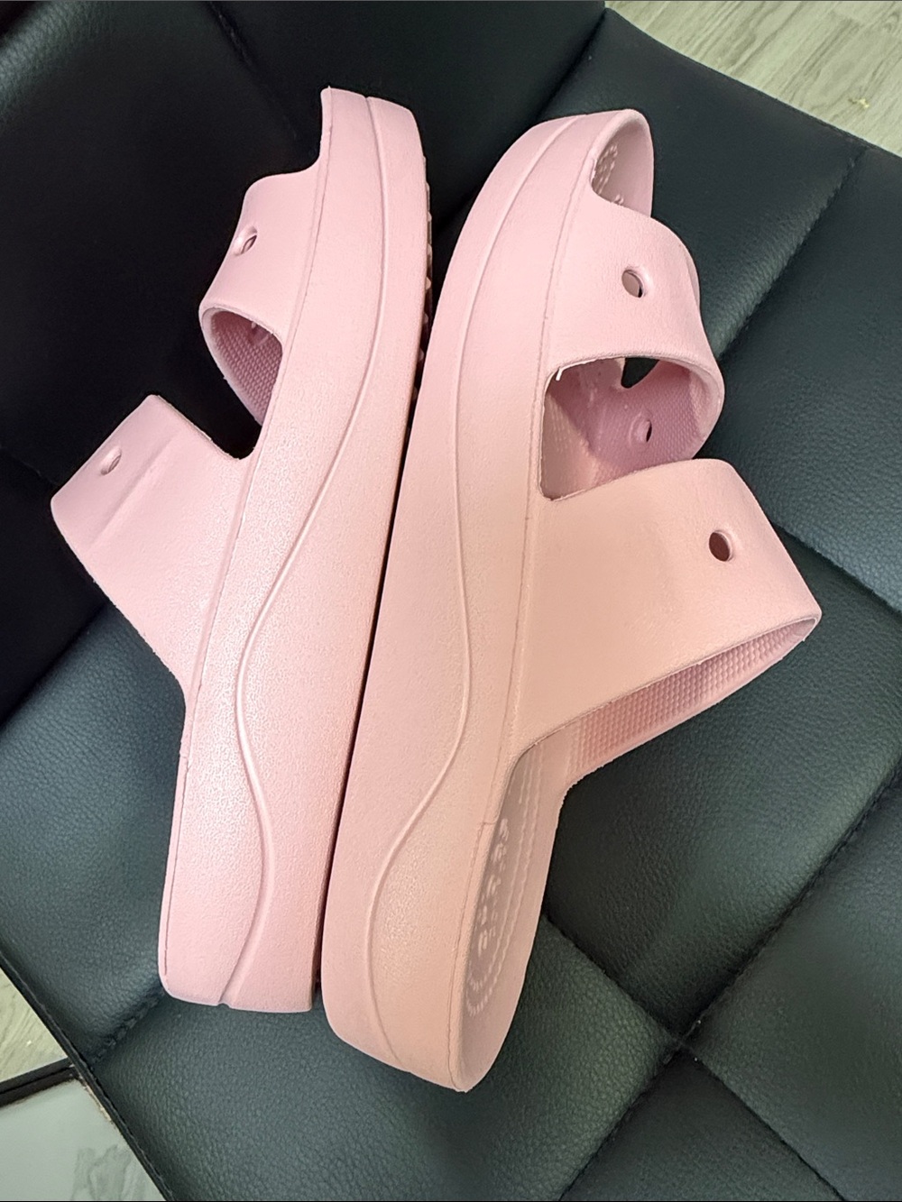 CROCS Light Pink Two-Strap Slide Sandals - Picture 6 of 7